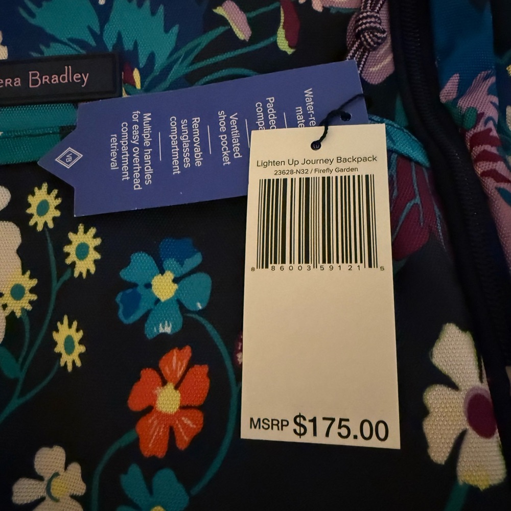 VERA BRADLEY Lighten Up Journey Backpack in Firefly Garden Print - Picture 9 of 12